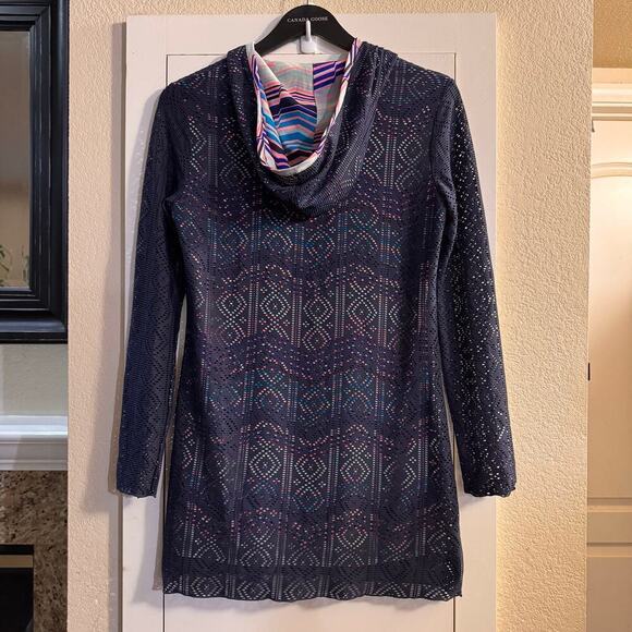 Title Nine Hoodie Long Sleeve Blue Wavy Strip Airess Amphib Tunic Cover up XS - Picture 4 of 9